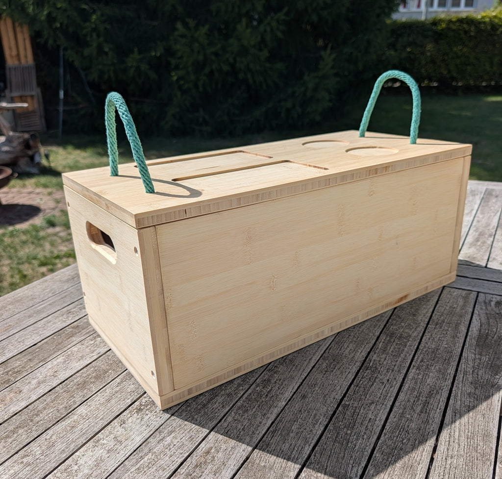 Multifunktionale Bambus-Staubox mit Organizer-Deckel - Passgenau für VW T6 California Ocean
