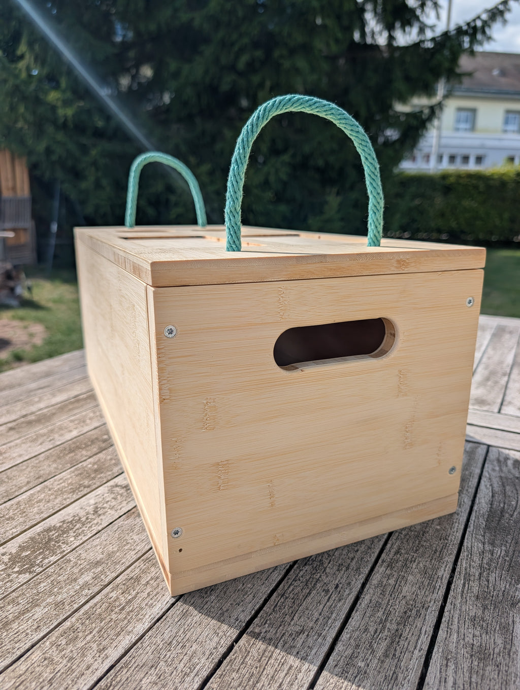 Multifunktionale Bambus-Staubox mit Organizer-Deckel - Passgenau für VW T6 California Ocean